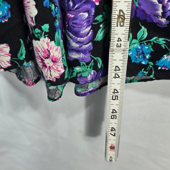 Shelly Michaels Floral Dress Woman 7/8 Vintage‎ Button Front Rayon Purple Green - Picture 8 of 10